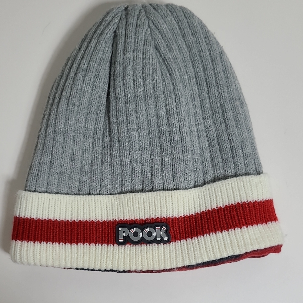 The Famous Pook Gray Wool and Red Fleece-Lined Hat